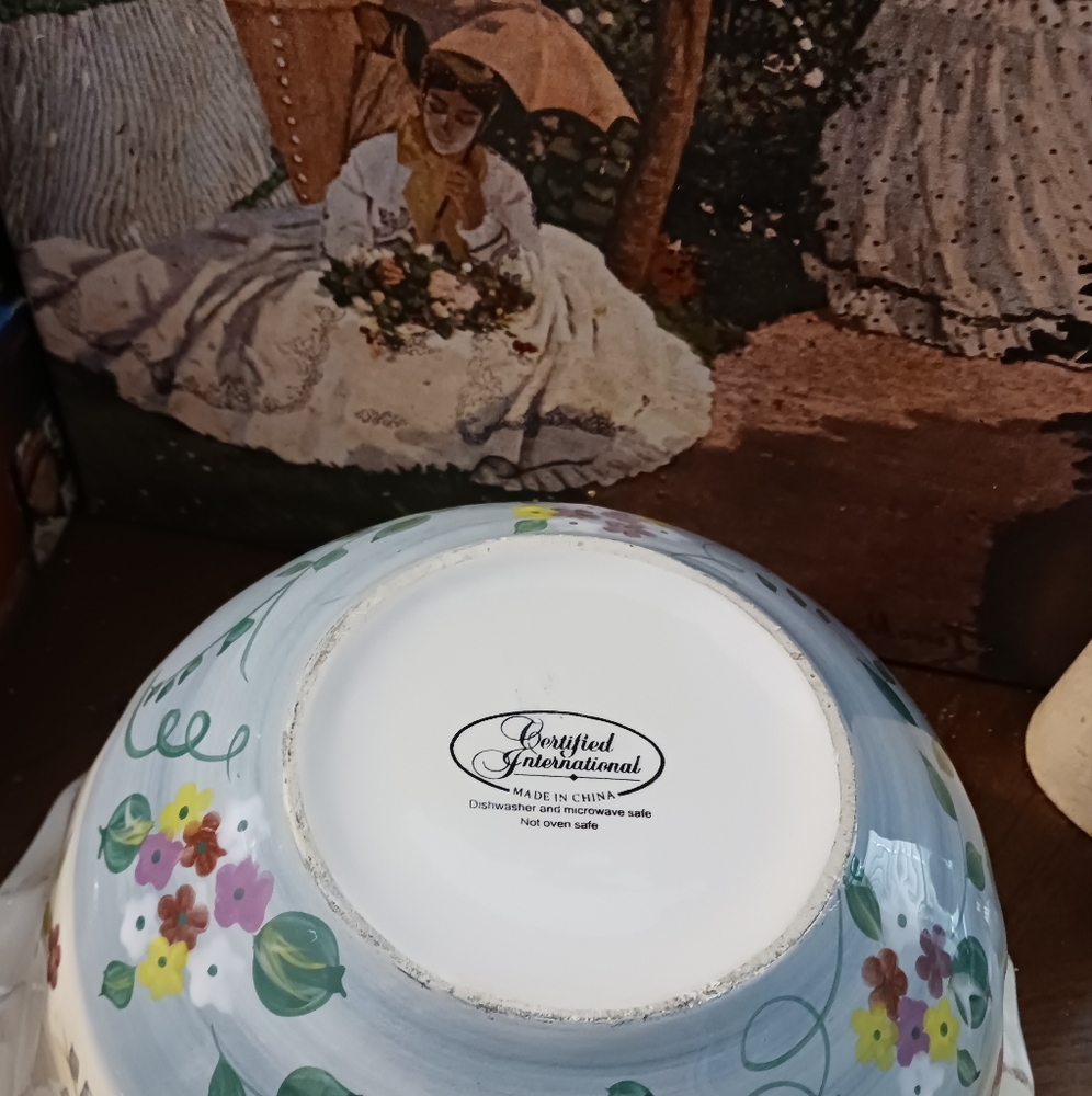 Certified International Floral Large 13"×7" Pasta Serving Bowl🍲A 🎁VINTAGE GEM. - Picture 8 of 16